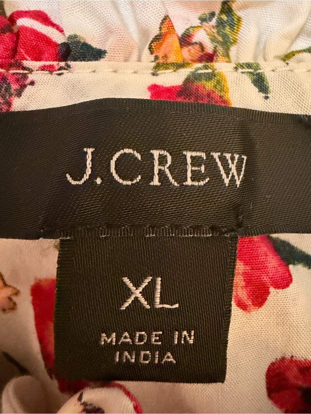 J.Crew Floral Peasant Top in White Red Green & Yellow Blooms Sz. XL - Picture 10 of 12